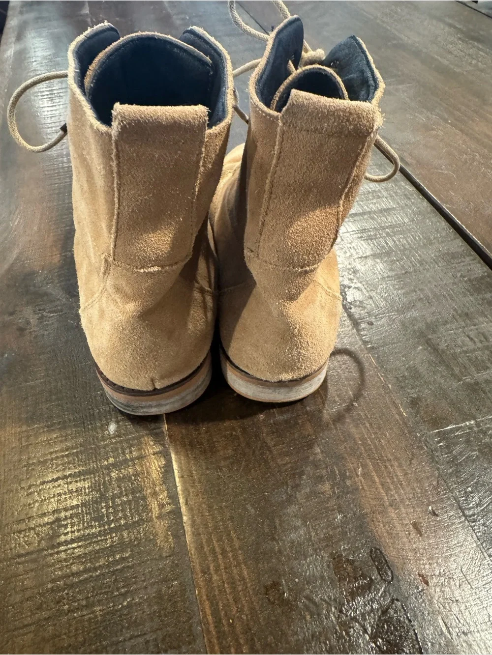 Sweethoney girls 3Y Sharp Lace-Up Suede Ankle Boots in Camel Tan